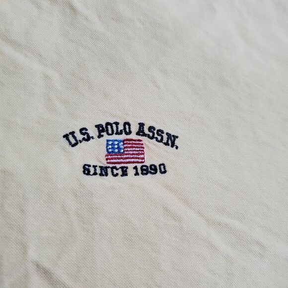 US Polo ASSN Mens Button Up Shirt Yellow Size XL Cotton Long Sleeve Collar Logo - Picture 12 of 12